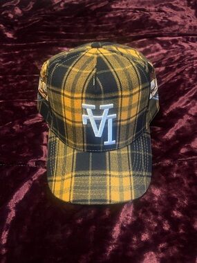 Upside Down LA Plaid Yellow and Black Baseball Cap